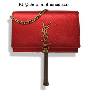 Saint Laurent Kate Tassel Crossbody Metallic Red